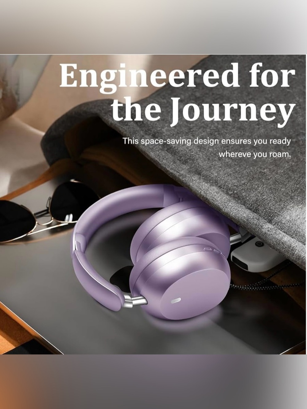 Wentronic Y04 Purple Wireless Bluetooth ANC Over-Ear Headphones - Picture 9 of 9